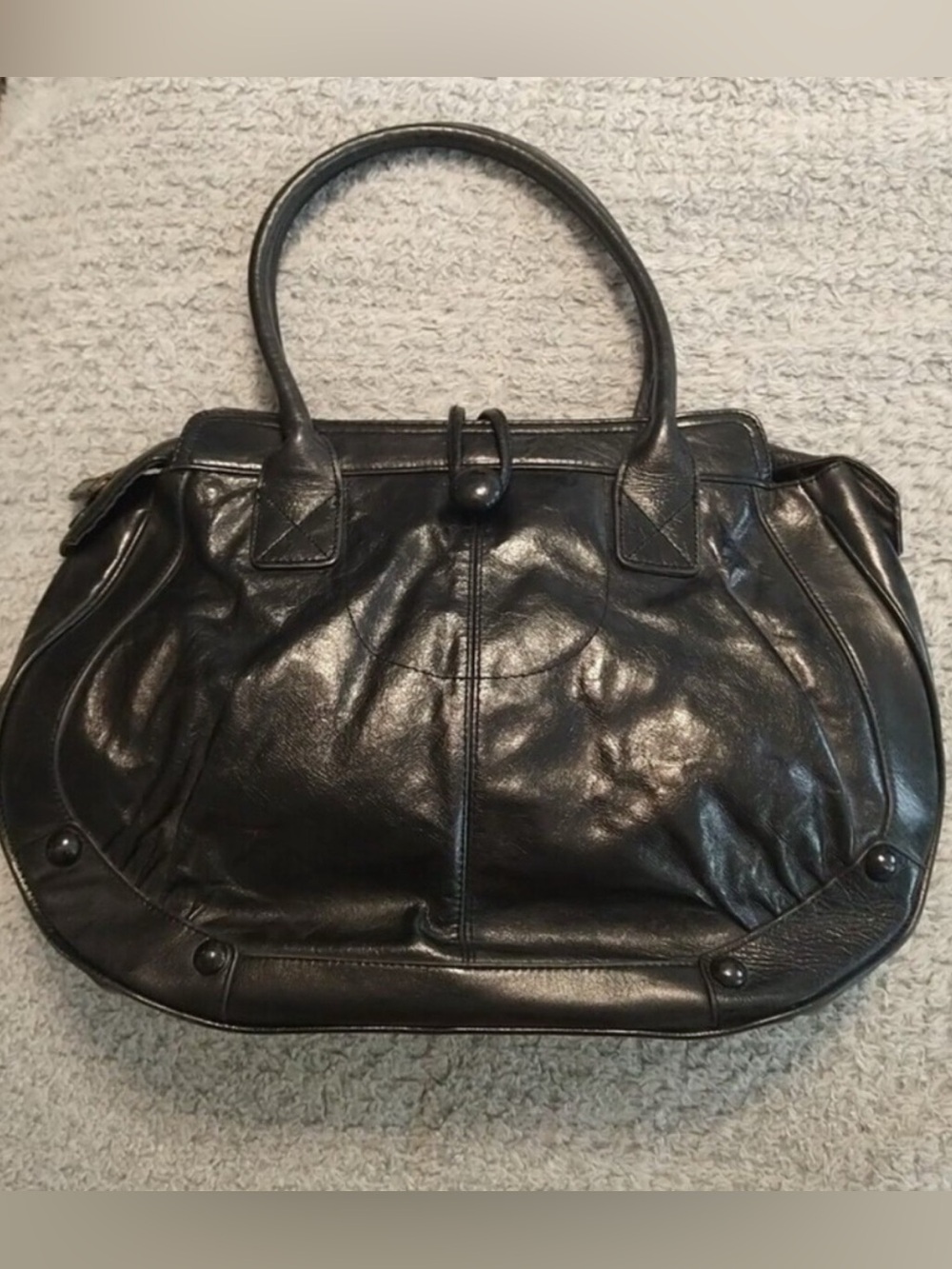 French Connection Top Handle Bag Black Leather Vintage Y2k